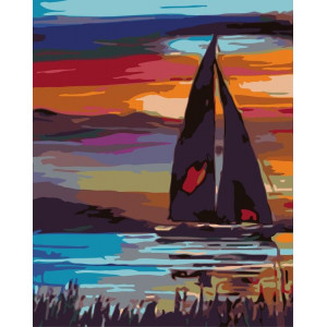 Картина по номерам "Лодка на реке"