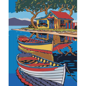 Картина по номерам "Лодки на реке"