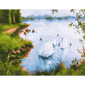 Картина по номерам "Белые лебеди"