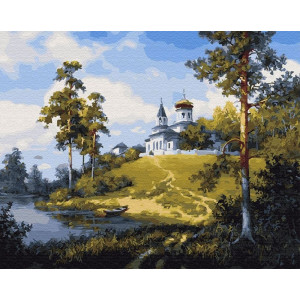 Картина по номерам "Церковь у реки"