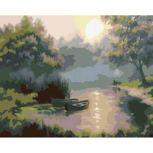 Картина по номерам "Лодки в лесу"