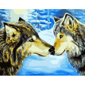 Картина по номерам "Волки в зимнем лесу"