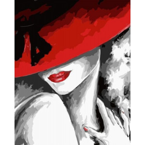 Картина по номерам "Красная шляпка"