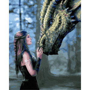 Картина по номерам "Девушка и дракон"