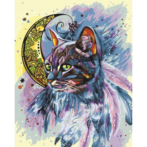 Картина по номерам "Місячний кіт"