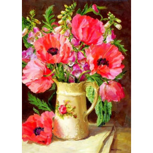 Картина по номерам "Маки и полевые цветы в вазе"