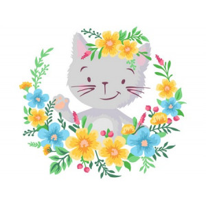 Картина по номерам "Котенок в цветах"