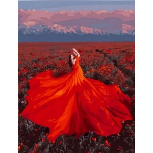 Картина по номерам "Девушка в оранжевом платье"