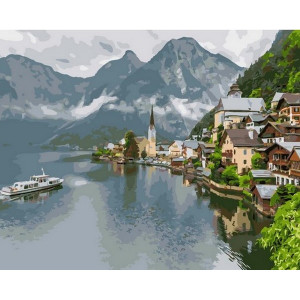 Картина по номерам "Туристическая деревенька в Альпа"