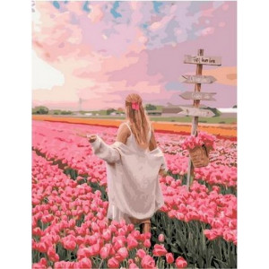 Картина по номерам "Прогулка по полю тюльпанов"