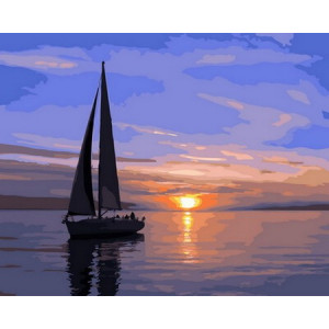 Картина по номерам "Вітрильник на заході сонця"