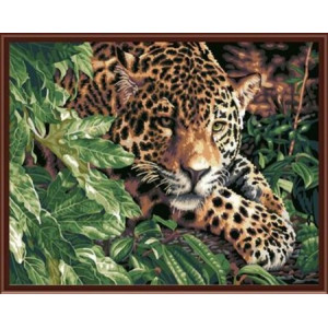 Картина по номерам "Леопард у кущах"