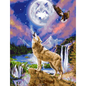 Картина по номерам "Волк на скале"