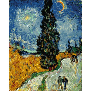 Картина по номерам "Кипарисы на фоне звездного неба Винсента Ван Гога"