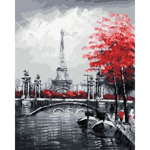 Картина по номерам "Канал на фоне Эйфелевой башни"