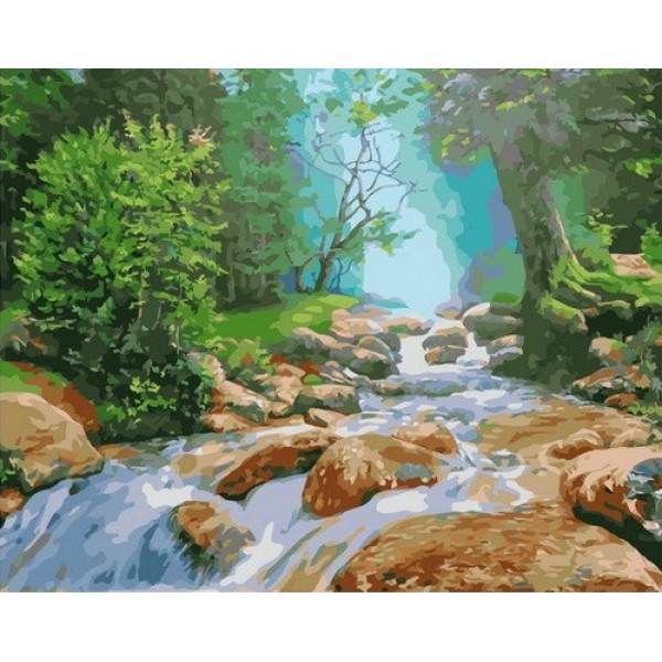 Картина по номерам "Бурная лесная река"