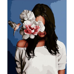 Картина по номерам "Девушка и цветок"