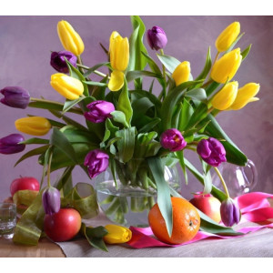 Картина по номерам "Тюльпаны в вазе"