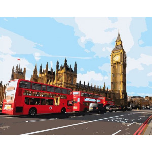 Картина по номерам "Автобусы Лондона"