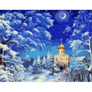 Картина по номерам "Православный храм зимой"