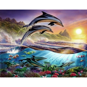 Картина по номерам "Игра дельфинов"