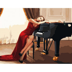 Картина по номерам "Девушка и пианино"