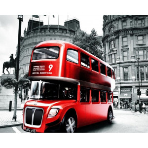Картина по номерам "Красный автобус"
