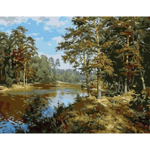 Картина по номерам "Речка в лесу"
