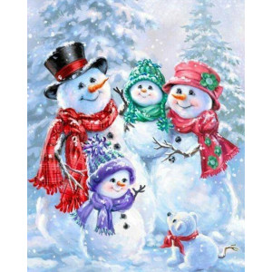 Картина по номерам "Семья снеговиков"