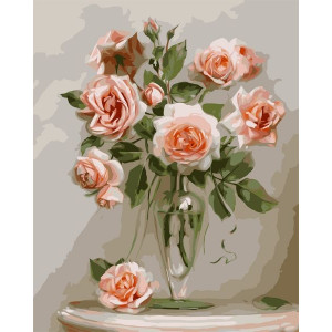 Картина по номерам "Троянди на мармуровому столику"