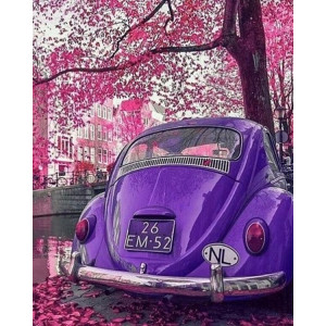 Картина по номерам "Фиолетовый автомобиль"