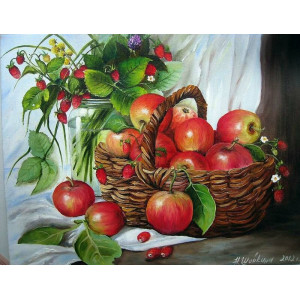 Картина по номерам "Лукошко яблок"