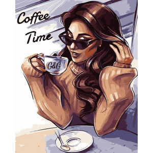 Картина по номерам "Девушка с кофе"