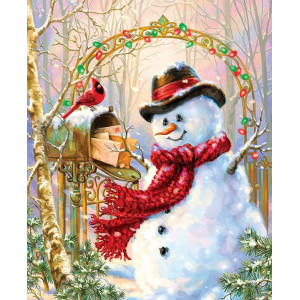 Картина по номерам "Снеговик почтальон"