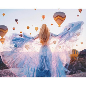 Картина по номерам "Девушка и воздушные шары"