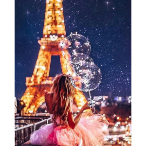 Картина по номерам "Девушка и ночной Париж"