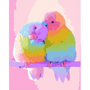 Картина по номерам "Радужные попугайчики"