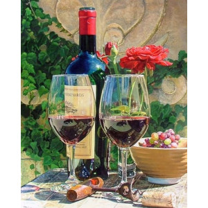 Картина по номерам "Бокалы вина"
