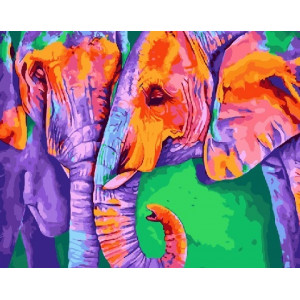 Картина по номерам "Радужные слоны"