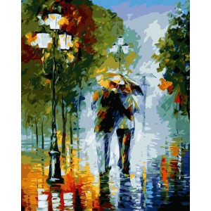 Картина по номерам "В парке под дождем"