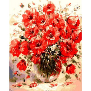 Картина по номерам "Красный букет цветов"