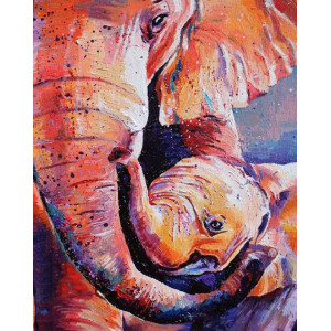 Картина по номерам "Слон и слонёнок"