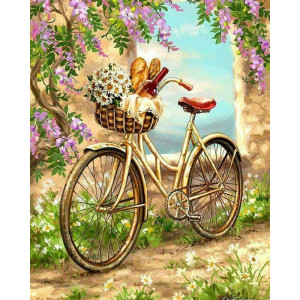 Картина по номерам "Велосипед с корзиной"