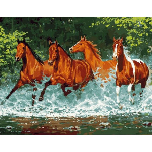 Картина по номерам "Табун лошадей"