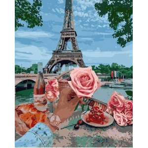 Картина по номерам "Розы и Париж"