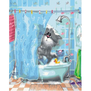 Картина по номерам "Котик в ванной"