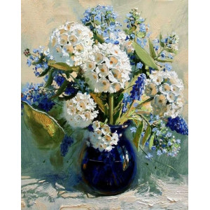 Картина по номерам "Цветы в синей вазе"