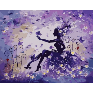 Картина по номерам "Девушка и бабочки"
