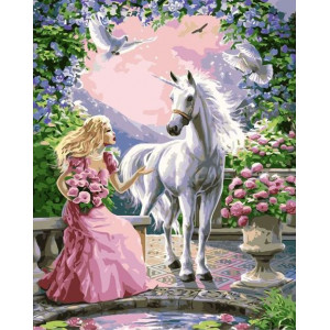 Картина по номерам "Принцесса и единорог"