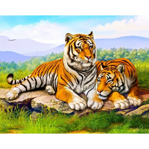 Картина по номерам "Отдыхающие тигры"